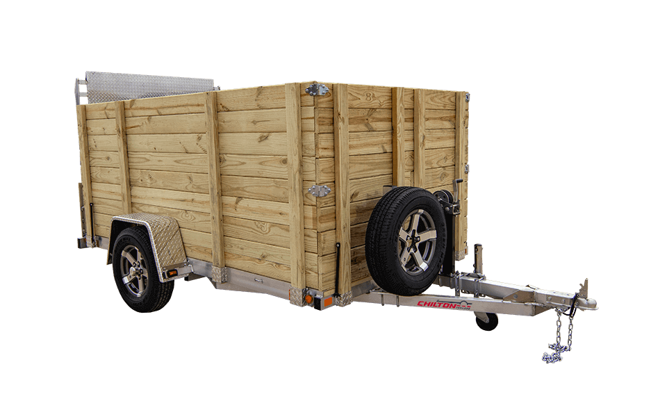 Customized aluminum utility trailer UT7230-10AR with 48 inch wood sides and winch Chilton Trailers
