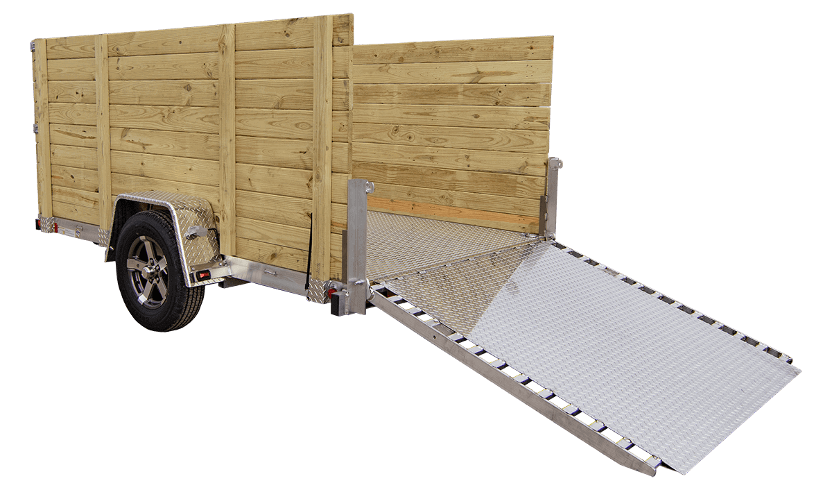 UT7230-10AR-aluminum-utility-trailer-custom-48-inch-wood-sides-ramp-chilton Customized aluminum utility trailer UT7230-10AR with 48 inch wood sides and winch Chilton Trailers